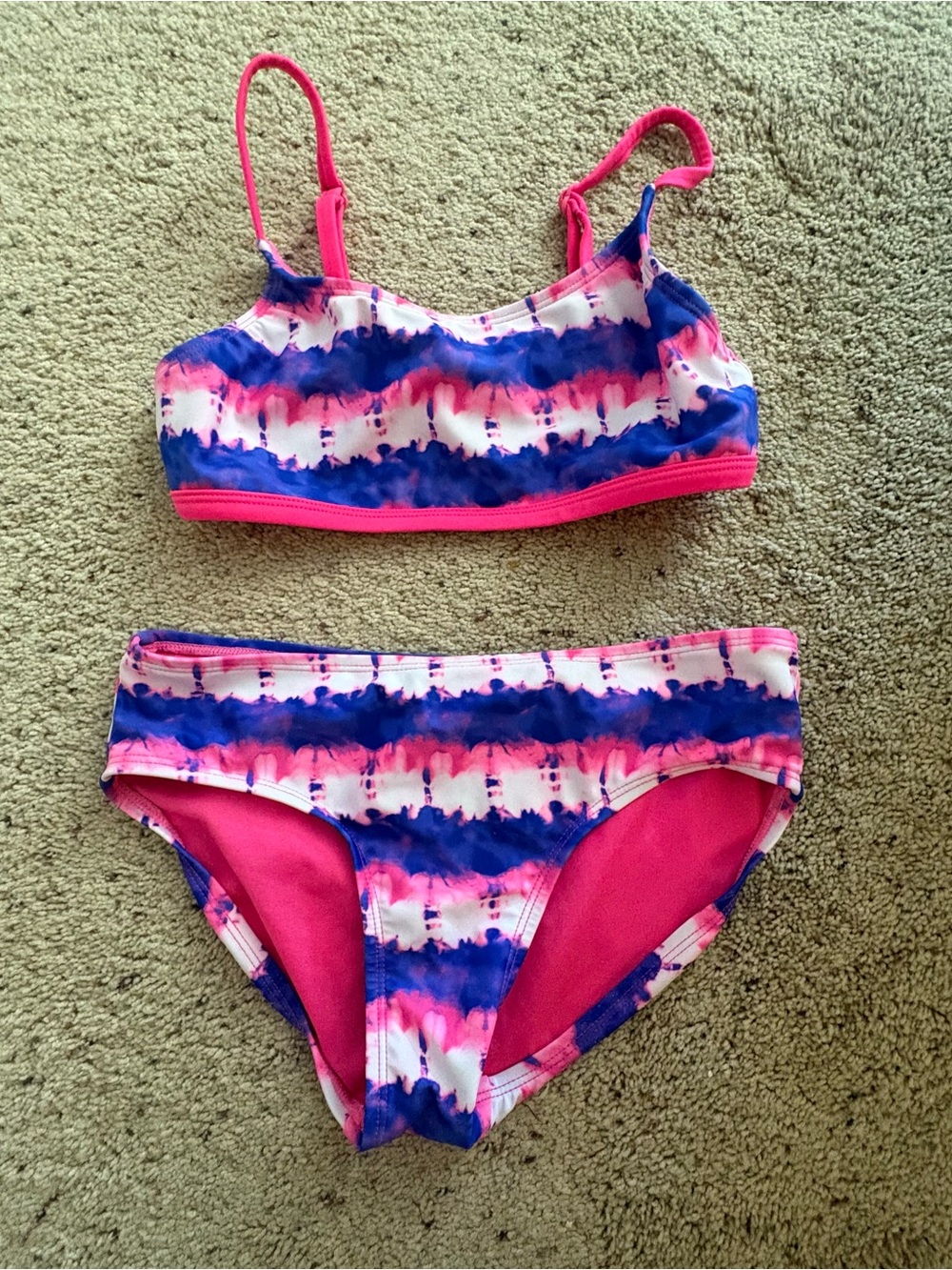 Justice Pink & Blue Tie-Dye Two-Piece Kids Swim Bikini